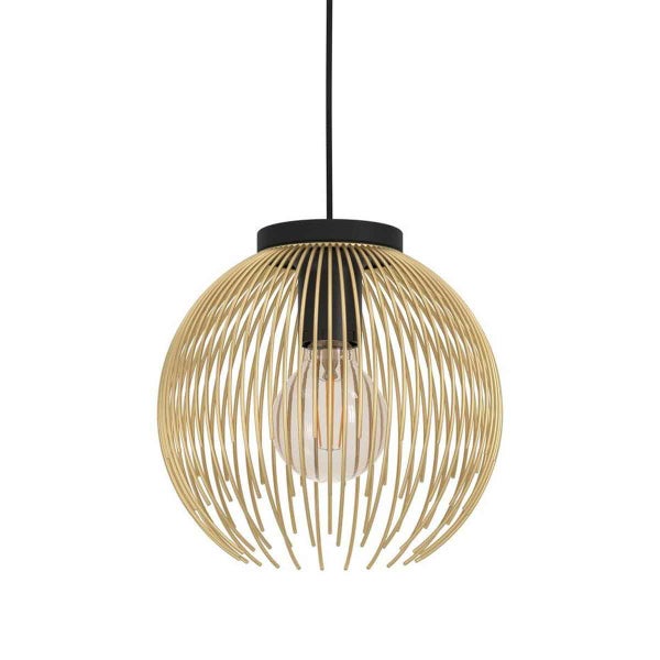 Eglo Venezuela Modern Metal 1 Light Curved Pendant Light - Black / Gold Carousel 1