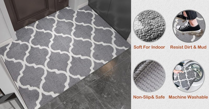 Door Mat Non Slip Doormat Machine Washable Entrance Rug Indoor Resist Dirt Mat Carousel 1
