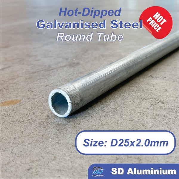 Galvanised Steel Round Pipe / Tube - Ø25x2.0mm - 6.0m Length Carousel 1