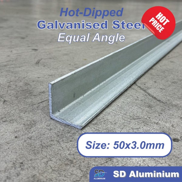 Galvanised Steel Equal Angle - 50x50x3.0mm - 6.0m Length Carousel 1