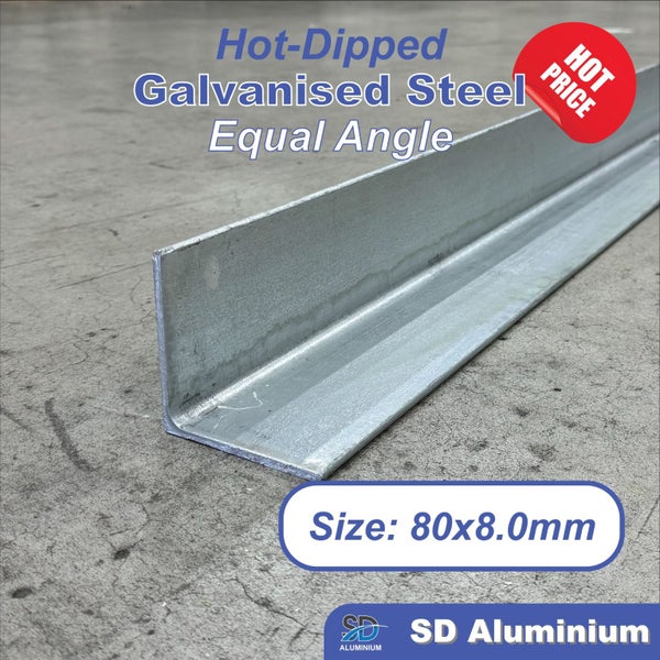 Galvanised Steel Equal Angle - 80x80x8.0mm - 6.0m Length630006813383691125