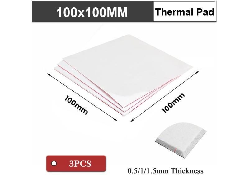 3 Pcs 100mm*100mm 0.5mm 1mm 1.5mm Combination Thermal Conductive Silicone Pads Carousel 1