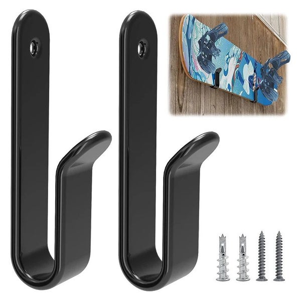 A Pair of Horizontal Black Powder Coat Snowboard Wall Clips Carousel 1