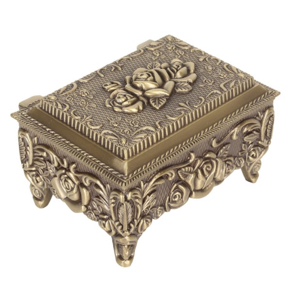 zinc alloy jewelry box rose metal jewelry box vintage trinket storage box Carousel 1