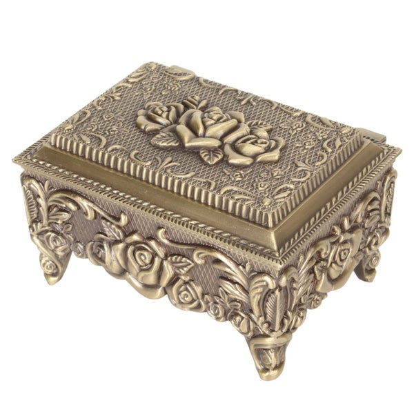 zinc alloy jewelry box rose metal jewelry box vintage trinket storage box Carousel 2