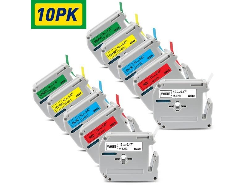UniPlus 10PK 231 631 Color Set 9mm 12mm Compatible Brother MK Label Tape M-K231 Carousel 2