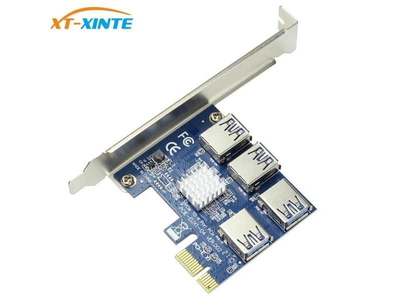 60cm PCIe 1 To 4 PCIe 16X Riser Card PCI-E 1X To 4 USB PCI-E Riser Adapter Port Carousel 1