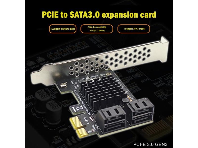 4 Port SATA III PCIe Expansion Card 6Gbps SATA 3.0 To PCI-e 1X Controller Card Carousel 1