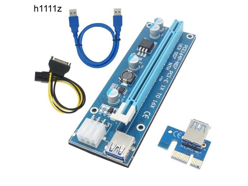 VER 007 PCIe PCI-E PCI Express 1x To 16x Riser Card USB 3.0 Data Cable SATA To Carousel 1