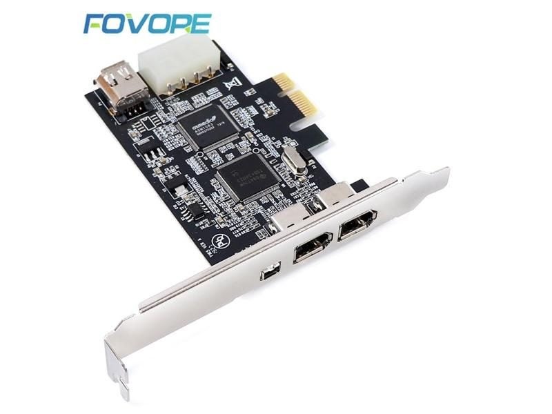 1 Set PCI-e 1X IEEE 1394A 4 Port(3 1) Firewire Card Adapter 1394 A PCIe With 6 Carousel 1