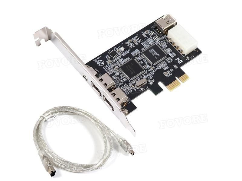 1 Set PCI-e 1X IEEE 1394A 4 Port(3 1) Firewire Card Adapter 1394 A PCIe With 6 Carousel 1