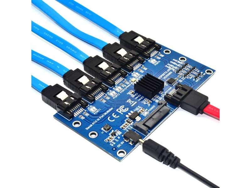 SATA Riser Expansion Card 1 To 5 Port SATA3.0 Motherboard 6Gbps Multiplier SATA Carousel 1