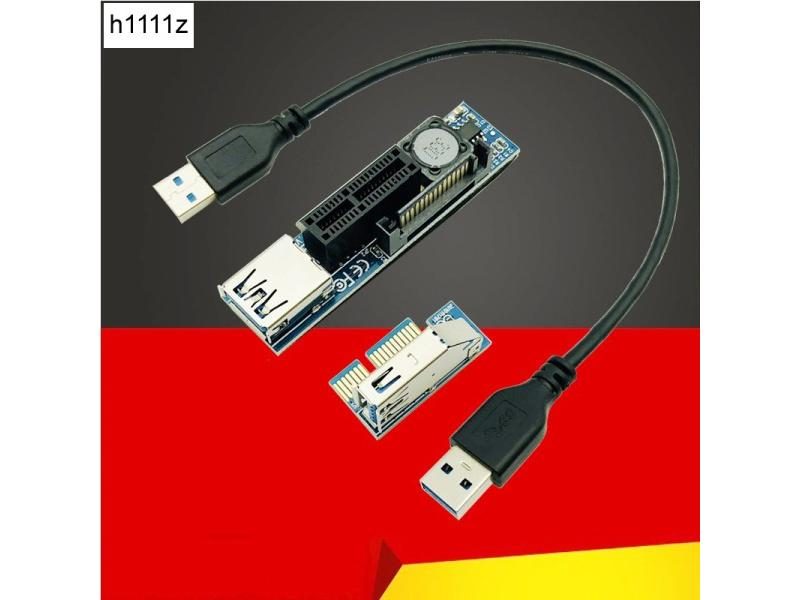 USB 3.0 PCI-E X1 Extender Cable Power SATA Extension Cord PCI Express 1X Riser Carousel 1