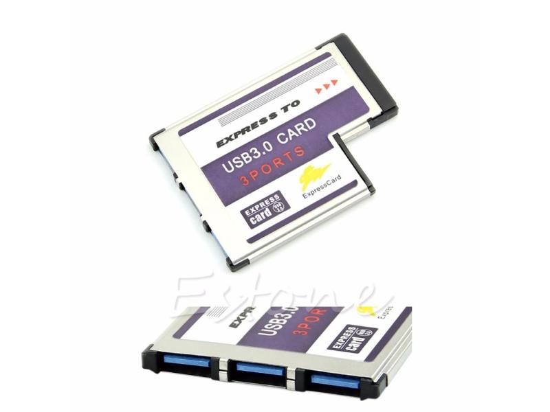 1 Set 54mm Express Card 3 Port USB 3.0 Adapter For Laptop FL1100 Chip New Carousel 1