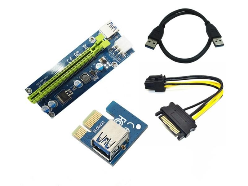 New PCI-E Riser Card 1x To 16x USB 3.0 SATA Cable For BTC Miner Carousel 1