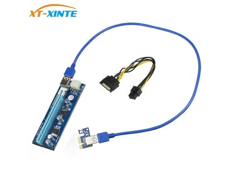 Pci Express Riser Card 1x To 16x 6Pin GPU Usb 3.0 Extender X1 X16 Adapter Card Carousel 1