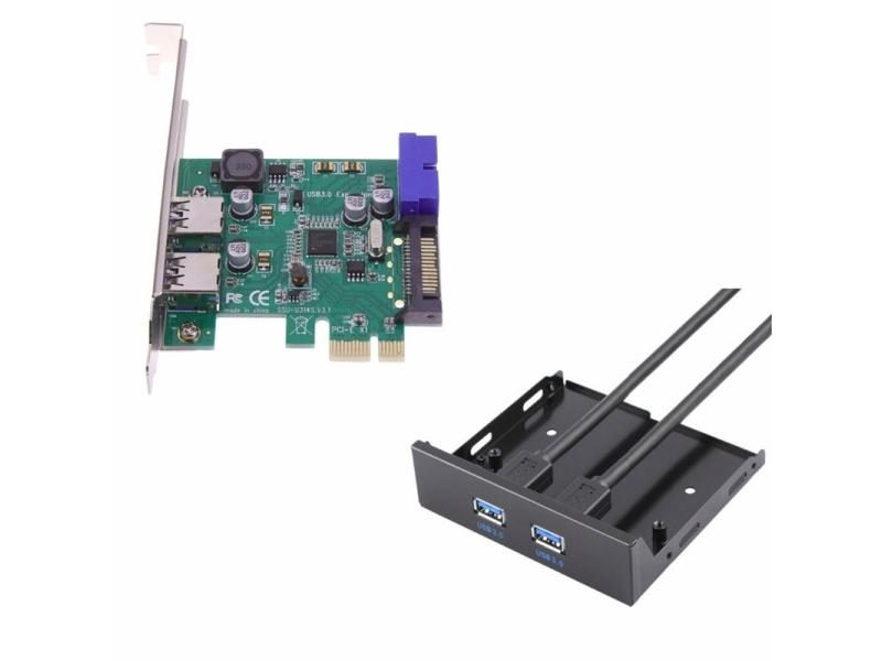 4 Port USB 3.0 PCIE Adapter 20pin To 2 Port USB3.0 Hub 3.5 Floppy Bay NEC Carousel 1