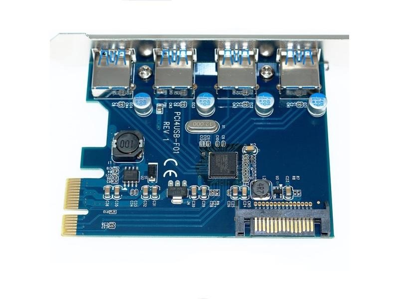PCIE 4 Port USB 3.0 Adapter 5.0Gbps 19Pin FL1100 Chipset For WIN10 WIN8 MAC OS Carousel 1