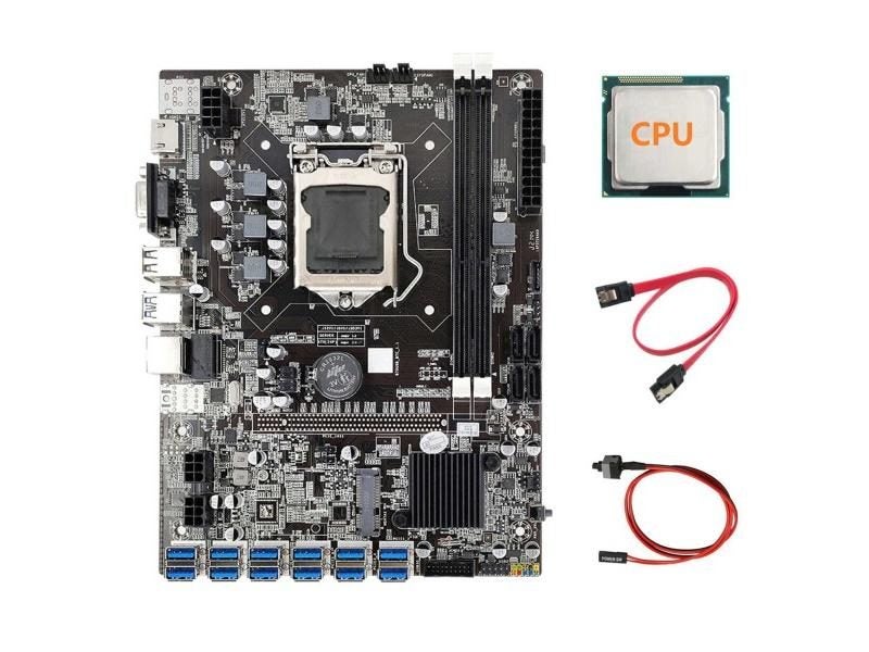 B75 ETH Mining Motherboard With CPU Switch Cable SATA Cable LGA1155 12 PCIE To Carousel 1