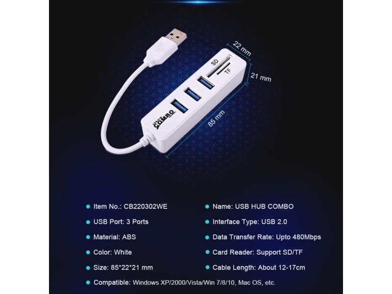 Mini USB Hub 2.0 3 Port With TF SD Card Reader 6 Port 2.0 Hab Adapter Carousel 1