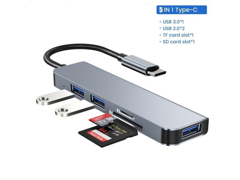 USB C HUB 3.0 Type C 5 IN 1 Multi Splitter Adapter With TF SD Reader Slot For Carousel 1