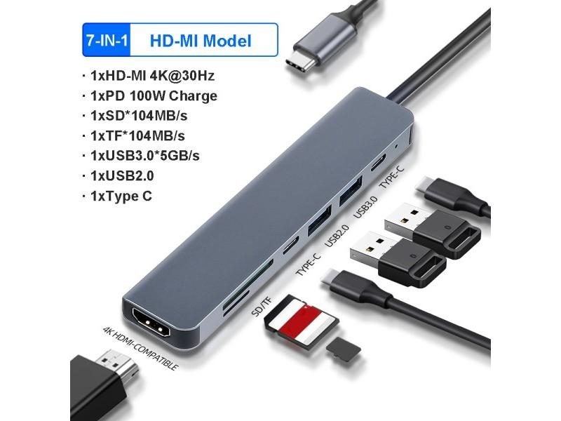 11-in-1 4K USB C 3.0 HUB Type C To HDMI-compatible USB 3.0 Adapter Type C HUB Carousel 1