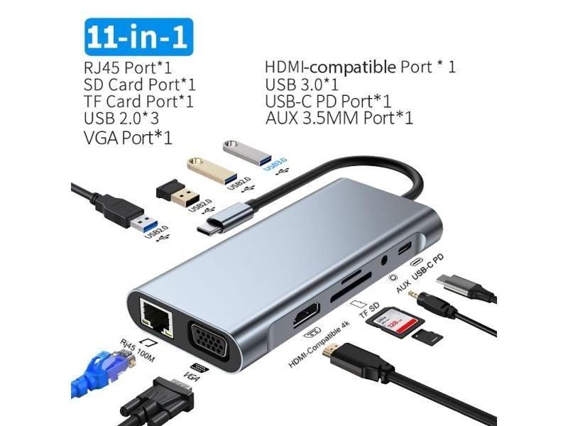 11-in-1 4K USB C 3.0 HUB For MacBook Pro Air With PD 87W Carousel 1
