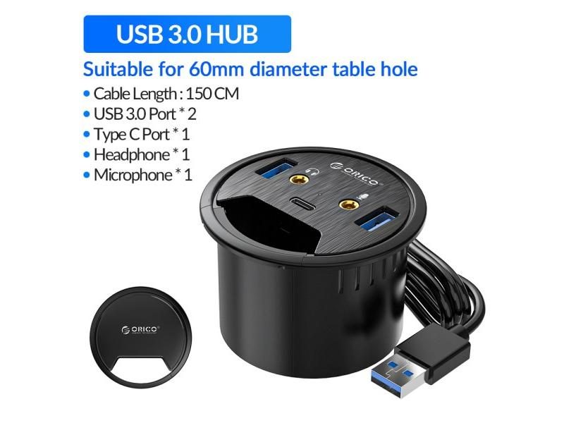ORICO Desktop Grommet USB 3.0 HUB With Type C Card Reader OTG Adapter Splitter Carousel 1