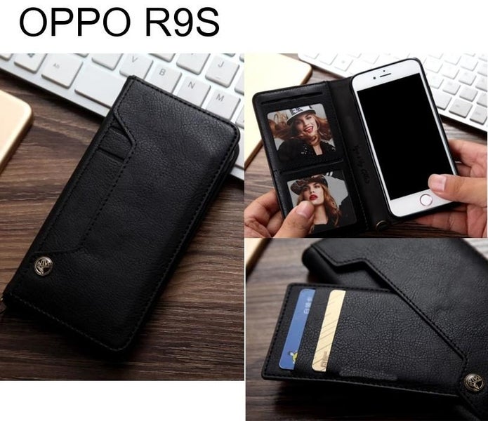 OPPO R9S slim leather wallet case 6 cards 2 ID magnet Carousel 1