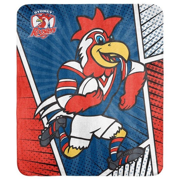 Sydney Roosters NRL Coral Fleece Mascot Design Rug Blanket Carousel 1