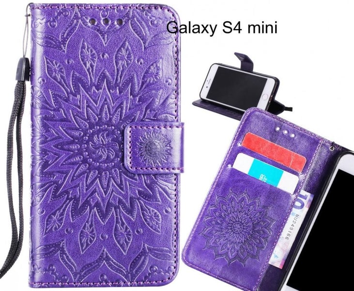 Galaxy S4 mini Case Leather Wallet case embossed sunflower pattern Carousel 1