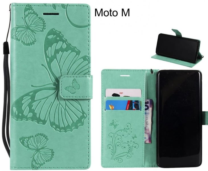 Moto M case Embossed Butterfly Wallet Leather Case Carousel 1
