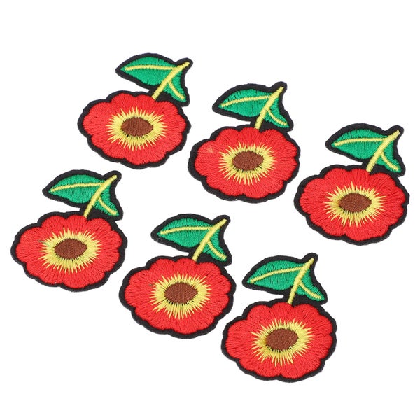 iron patches jacket patches 6Pcs Iron On Patches Red Flower Design Safe Washable Carousel 2