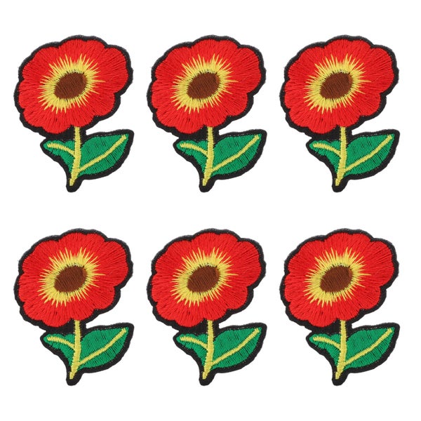 iron patches jacket patches 6Pcs Iron On Patches Red Flower Design Safe Washable Carousel 8