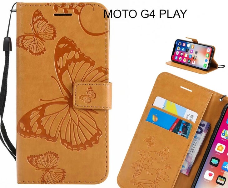 MOTO G4 PLAY Case Embossed Butterfly Wallet Leather Case Carousel 1