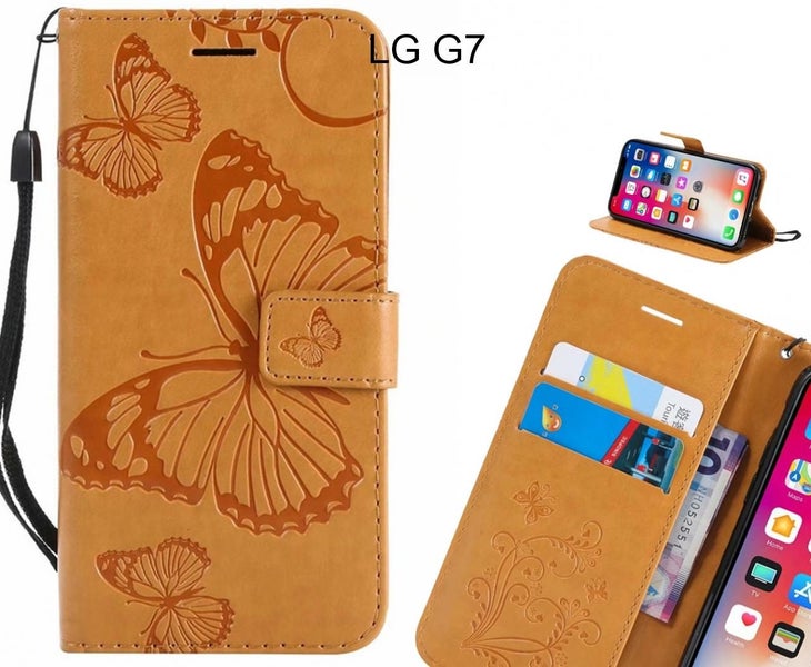 LG G7 Case Embossed Butterfly Wallet Leather Case Carousel 1