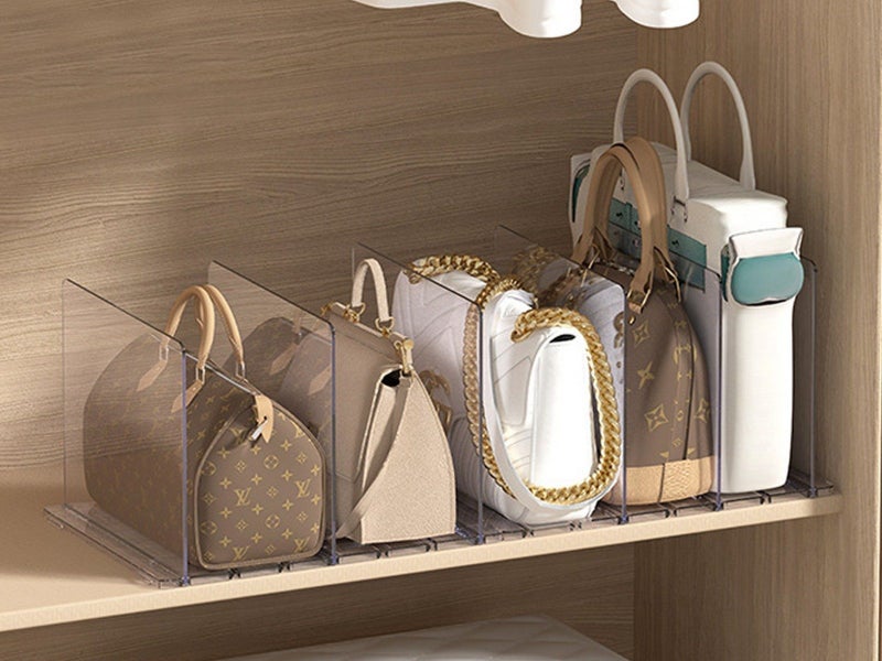 4 Compartment Adjustable Closet Shelf Dividers for Handbags Purse Clothes Books Carousel 2