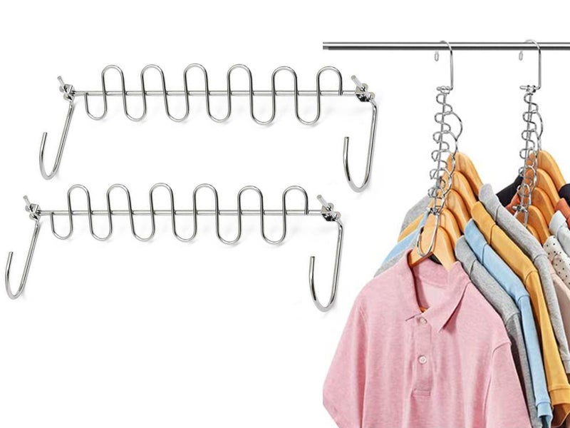2 X Clothes Pants Hanger Space Saver Closet Organizer Rack Carousel 1