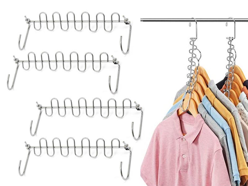 4 X Clothes Pants Hanger Space Saver Closet Organizer Rack Carousel 3