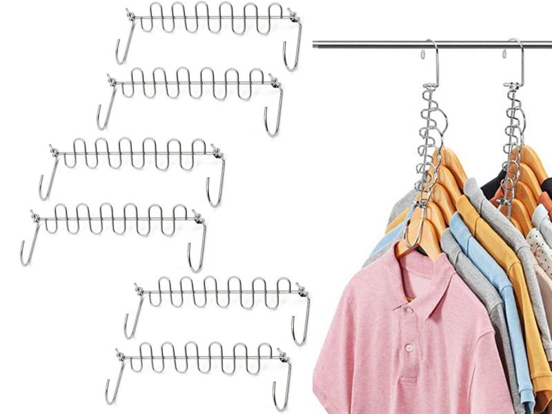 6 X Clothes Pants Hanger Space Saver Closet Organizer Rack Carousel 4