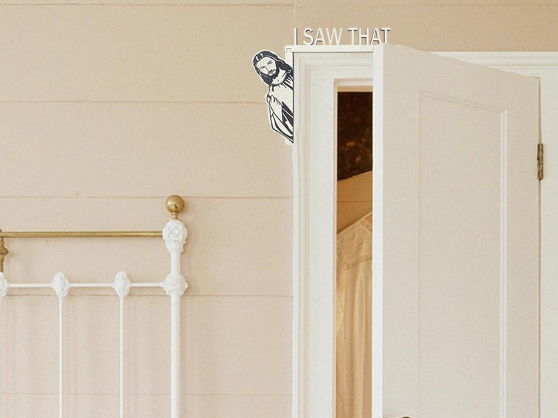 I Saw That Jesus Door Sitter Wood Door Frame Corner Decoration Home Door - Left Carousel 3