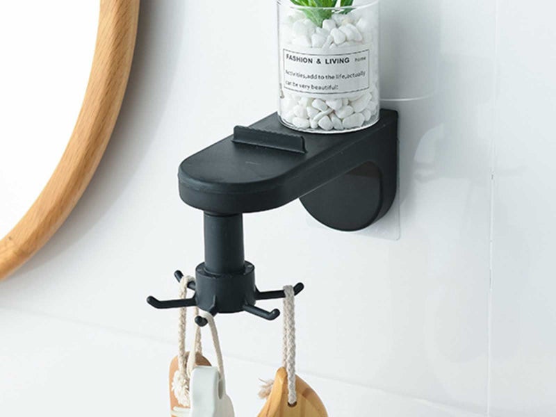 2 X Black Self-Adhesive Kitchen Wall Mounted Cooking Utensil Hanger Organizer Carousel 1