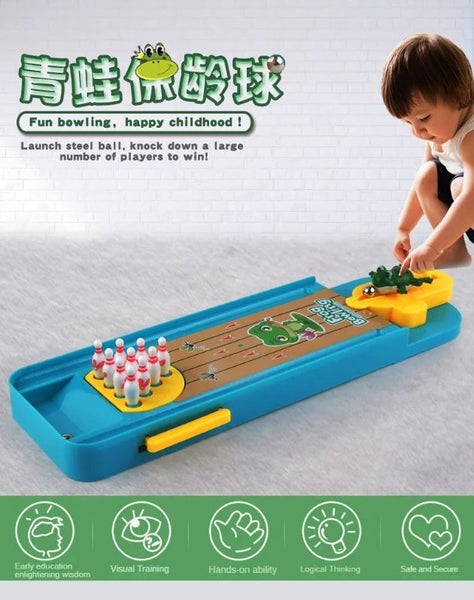Table Top Bowling Game, Finger Catapult Frog Bowling, Office Toys #AA42 Carousel 1