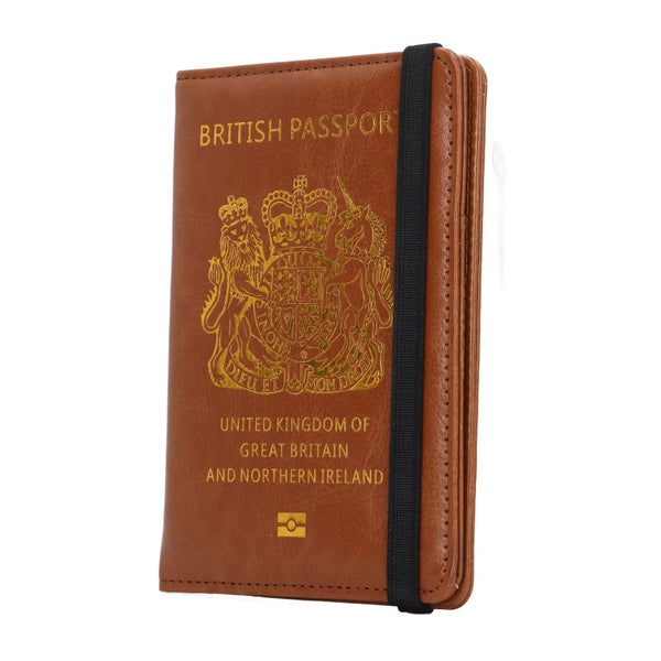 passport cover passport holder passport case UK Passport Card Holder Brown Safe Carousel 1