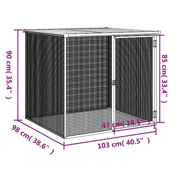 Chicken Cage with Roof Light Grey 103x98x90 Cm Galvanised Steel Oixttn Carousel 2