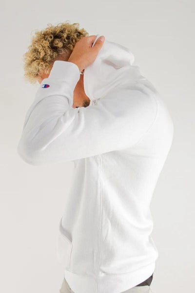 Champion Unisex Script Hoodie in White Carousel 4
