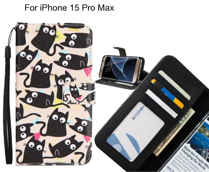 iPhone 15 Pro Max case 3 card leather wallet case printed ID Carousel 1