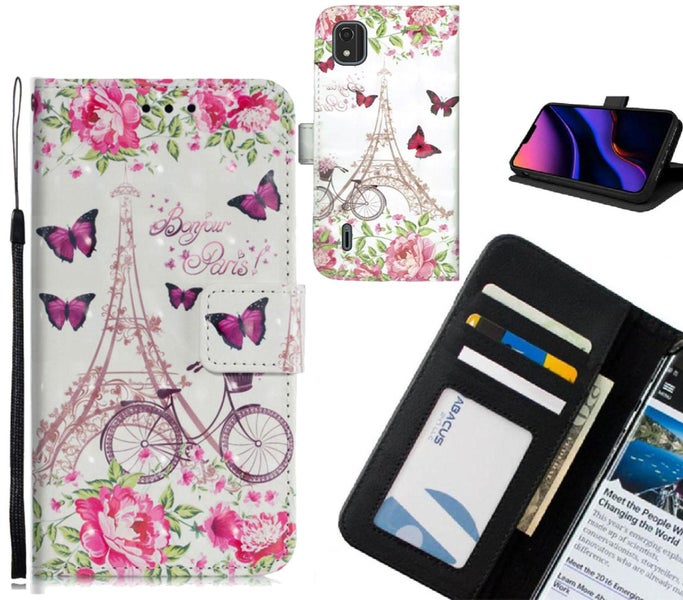 Nokia C2 Case Leather Wallet Case 3D Pattern Printed Carousel 1