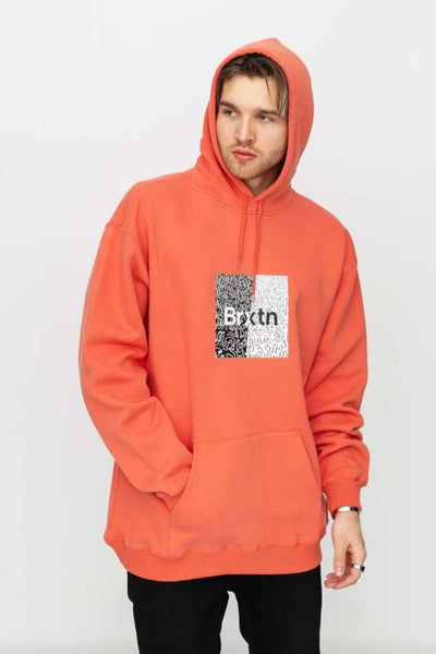 Brixton Mens Crowd Hooded Fleece in Coral Carousel 1