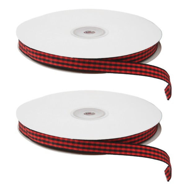 red black plaid ribbon plaid ribbon gingham plaid ribbon christmas wrapping Carousel 8